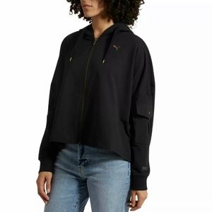 PUMA Fusion Oversized Full-Zip Cotton Hoodie W/ Arm Pockets Style No.852…